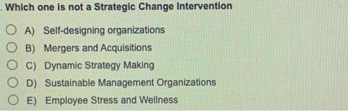 Which one is not a Strategic Change Intervention