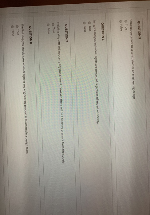 QUESTION 5 Competition cannot be a constraint for