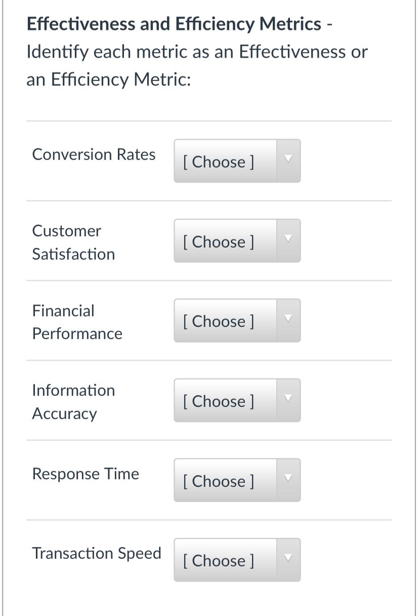 Effectiveness and Efficiency Metrics - Identify