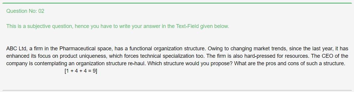 Question No: 02 This is a subjective question,