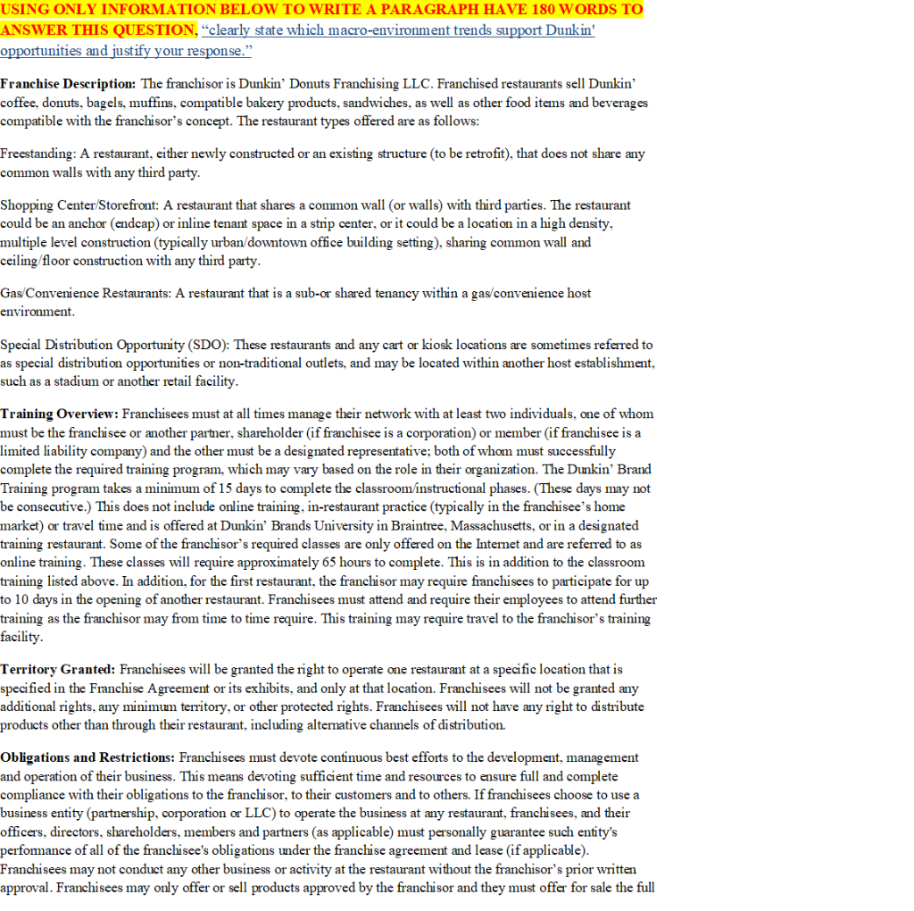 USING ONLY INFORMATION BELOW TO WRITE A PARAGRAPH