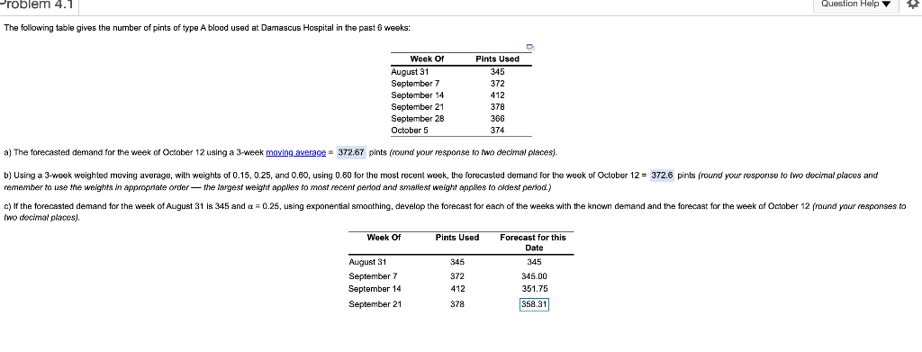 please solve C Problem 4.1 Question Help The
