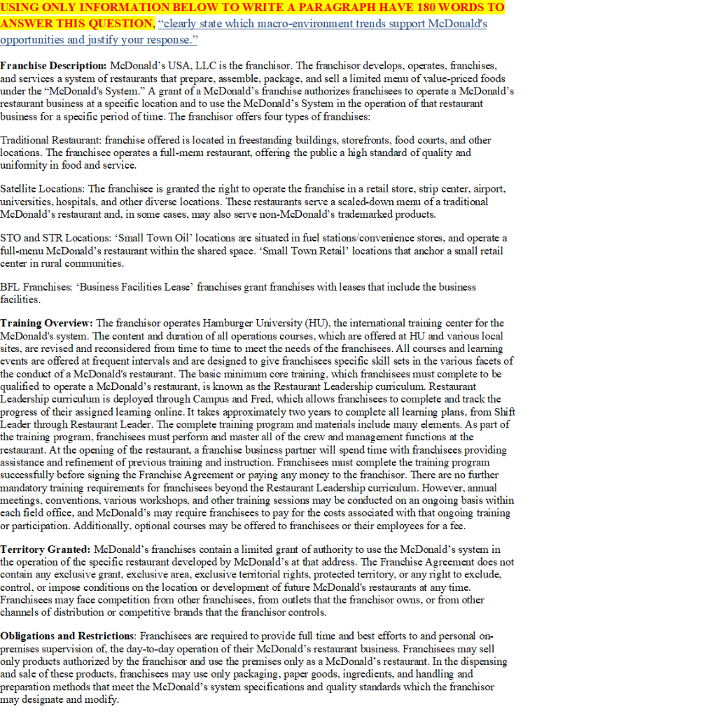 USING ONLY INFORMATION BELOW TO WRITE A PARAGRAPH