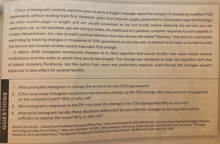 Thinking Critically 8.1 Instagram >> INSTAGRAM: