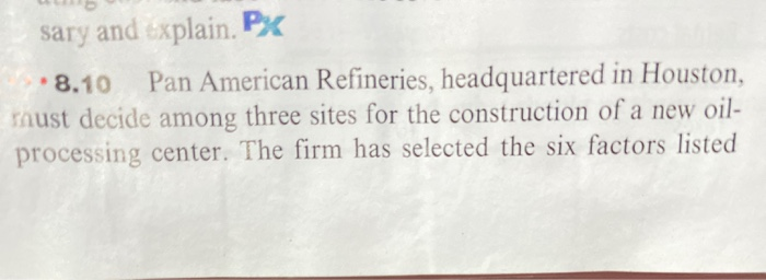 sary and xplain. PX 8.10 Pan American Refineries,