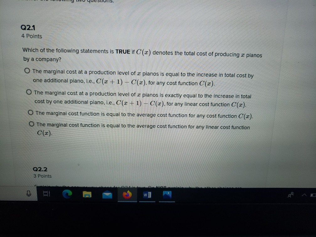 Q2.1 4 Points Which of the following statements