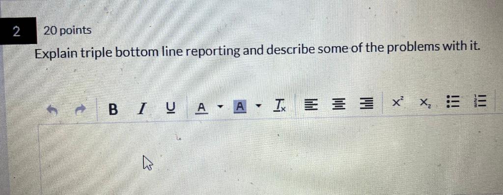 20 points Explain triple bottom line reporting