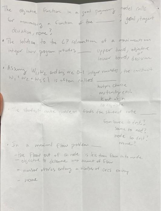 The objutive funtion in a goal pegmany nudel