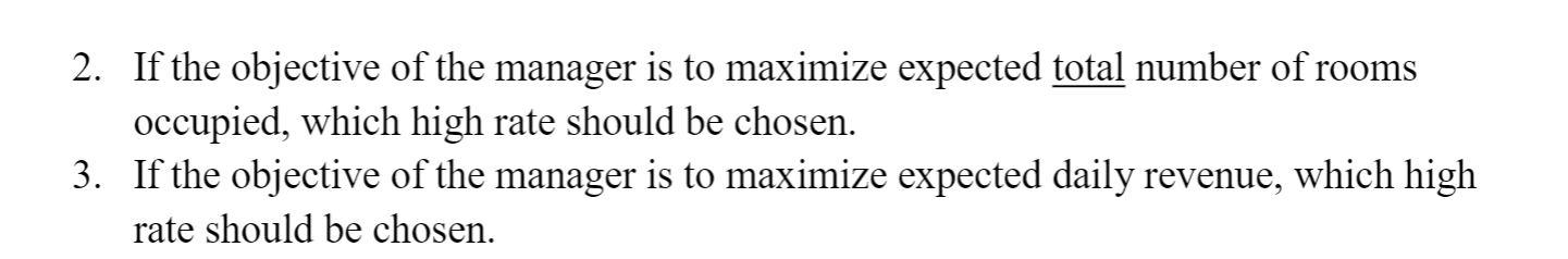 Question 2 Inn at Penn has 200 rooms. During the