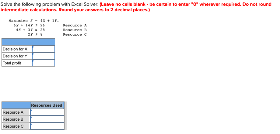 Solve the following problem with Excel Solver: