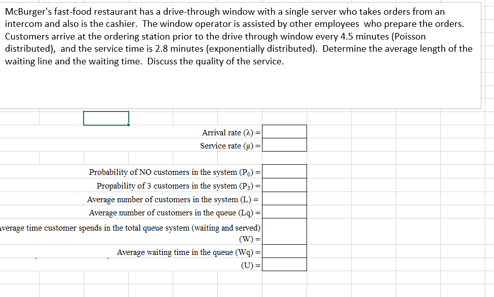 McBurger's fast-food restaurant has a