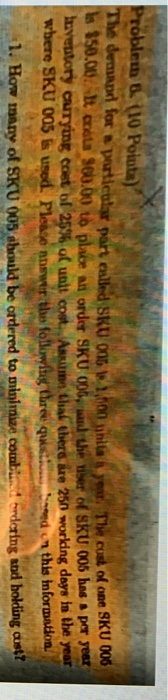 Problem 6. (10 Points) The demand for particular