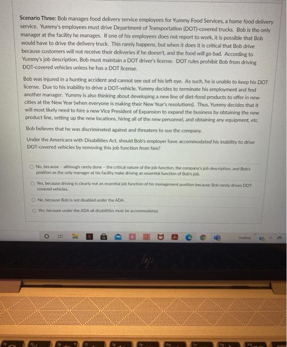 Scenario Three: Bob manages food delivery service