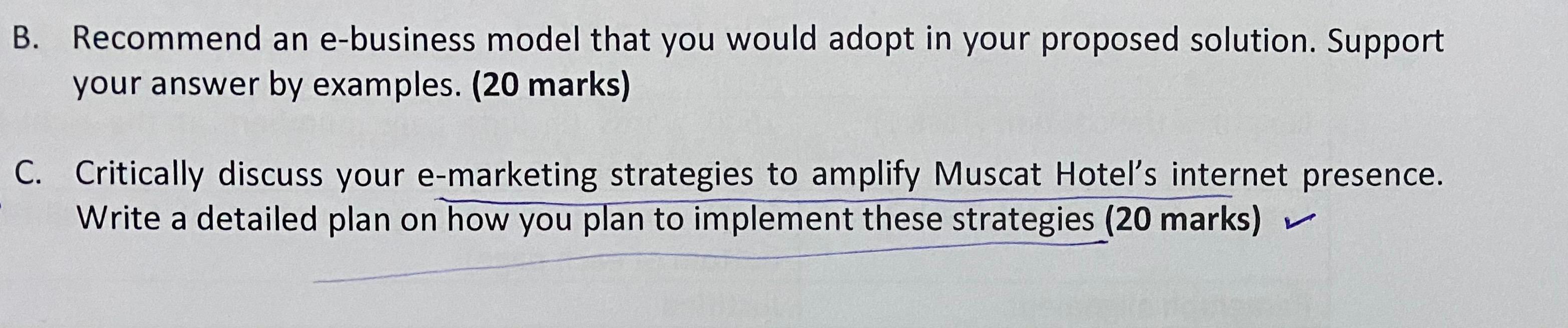 computer typed for both questions. For question B