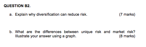QUESTION B2. a. Explain why diversification can