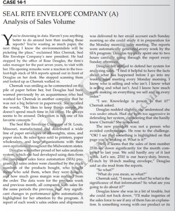 Read Case and answer questions CASE 14-1 SEAL