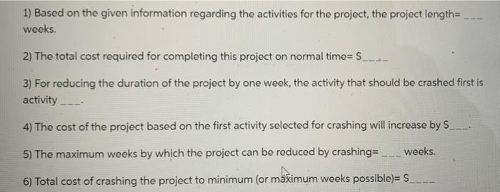 1) Based on the given information regarding the