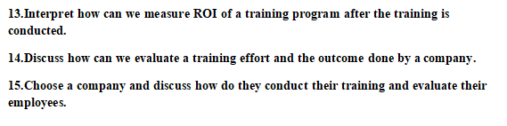 13.Interpret how can we measure ROI of a training