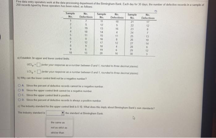 No. No. 4 7 10 12 9 16 Flve data entry operators