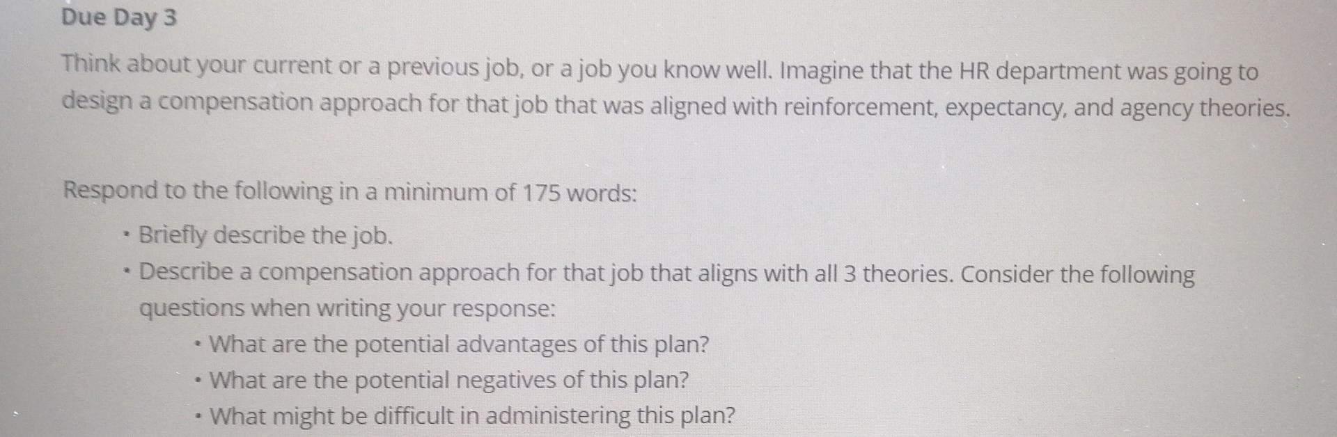 Think about your current or a previous job, or a