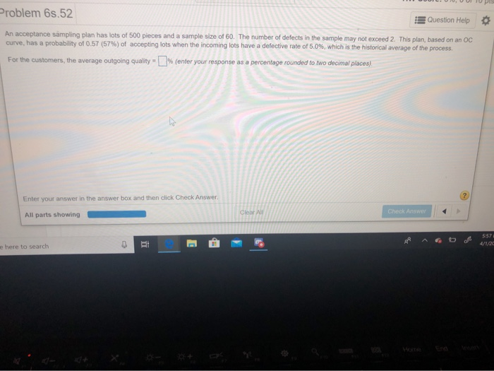 UJU, U ULJUS Problem 6s.52 Question Help An