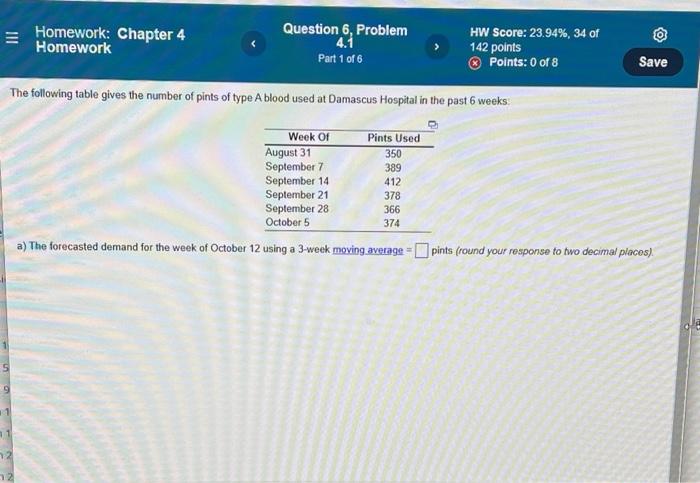 Chapter 4. Question 6. Part 1-6. a) The