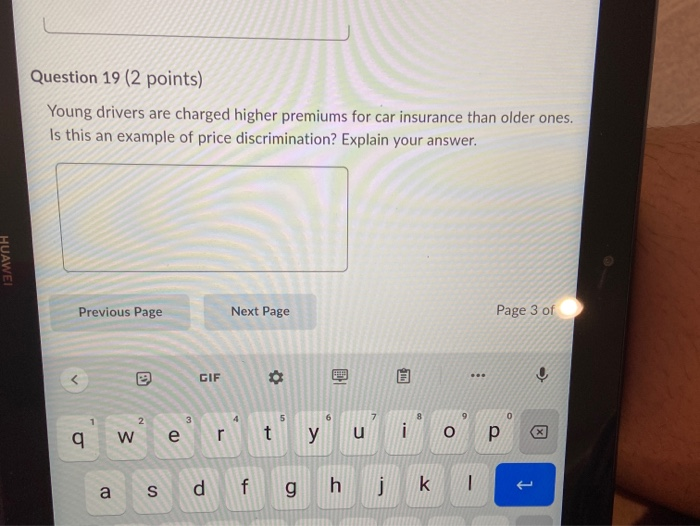 Question 19 (2 points) Young drivers are charged