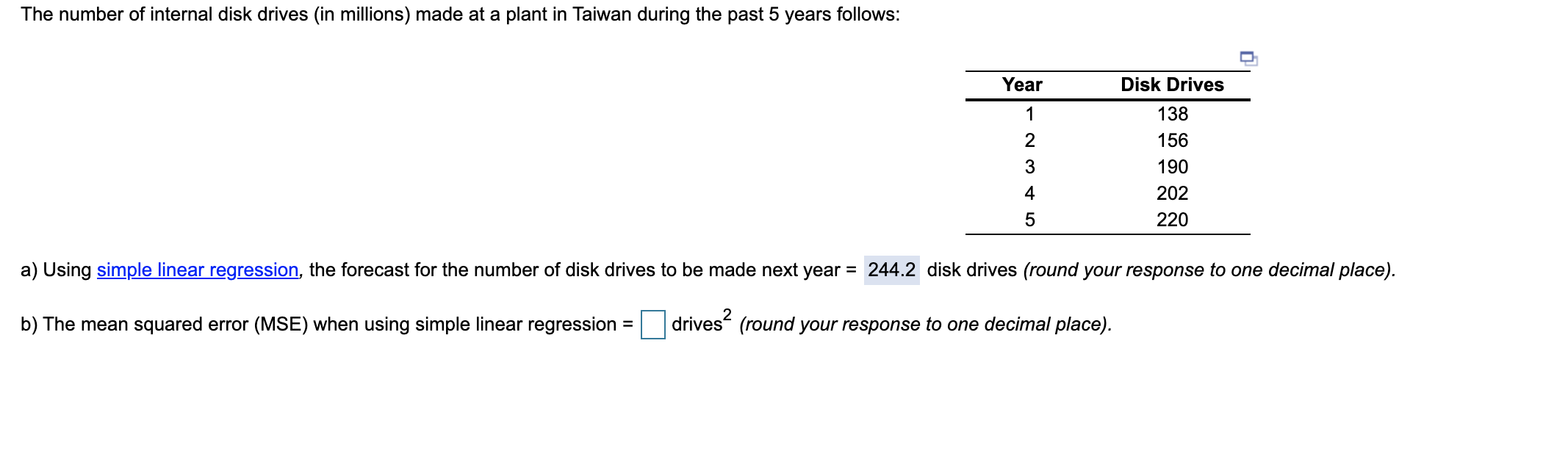 please answer part b and c. The mean absolute