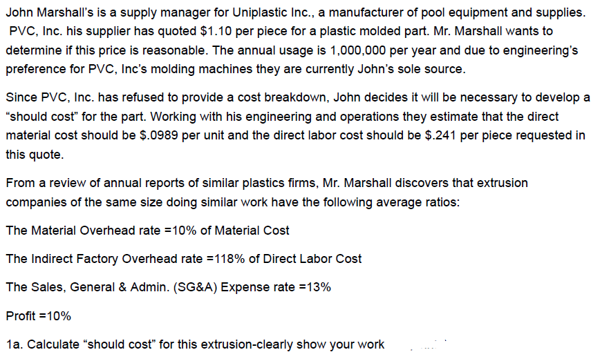 John Marshall's is a supply manager for