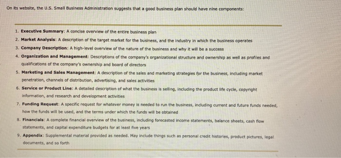 On its website, the U.S. Small Business