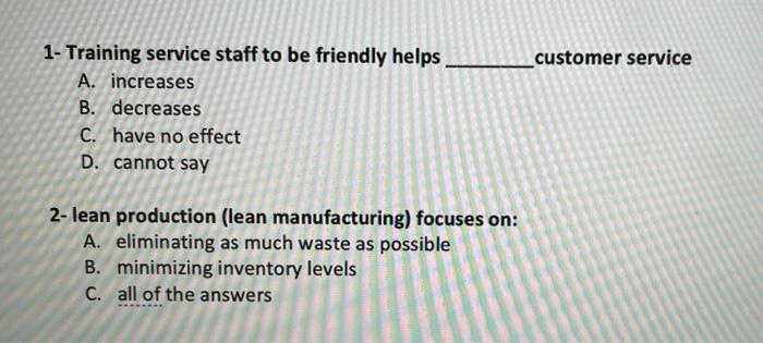 _customer service 1- Training service staff to be