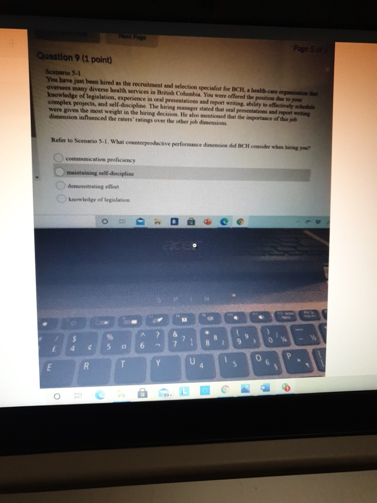 Page Page sa Question 9 (1 point) Scenario 5.1