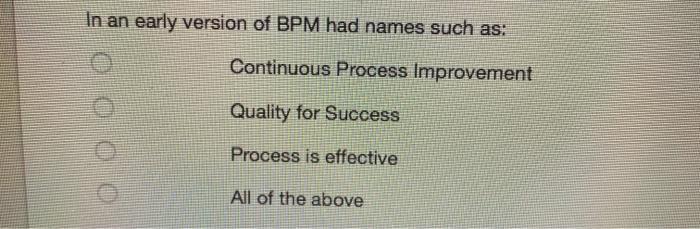 In an early version of BPM had names such as: