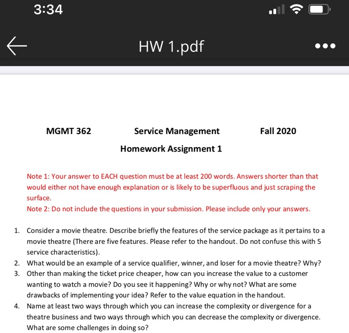 Question 4 please! 3:34 K HW 1.pdf MGMT 362 Fall