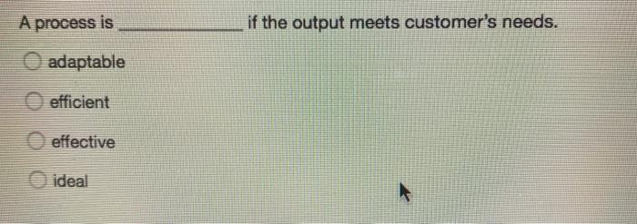 A process is if the output meets customer's