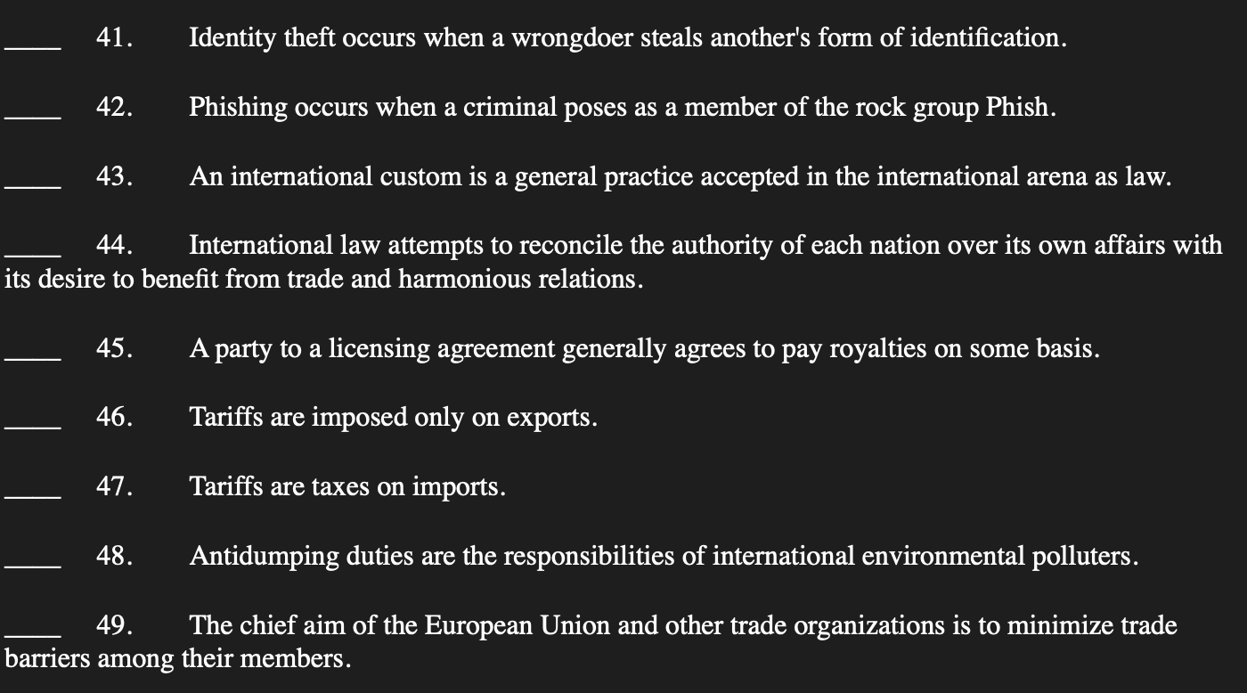 need help from 45-49 41. Identity theft occurs