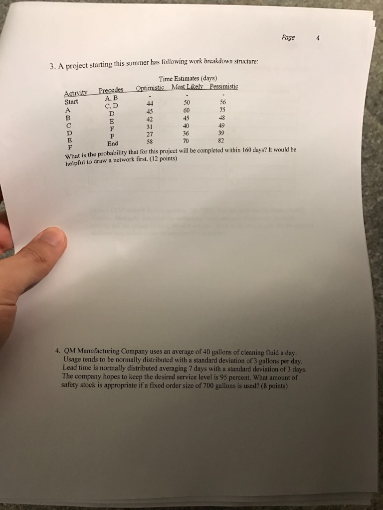 Answer #3 Please! Page 3. A project starting this
