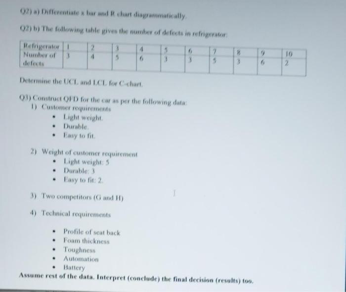 please use same values. thanks 02) a)