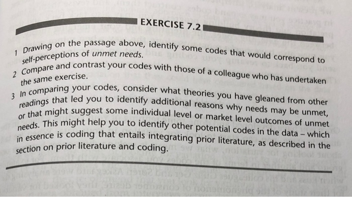 EXERCISE 7.2 massage above, identify some codes