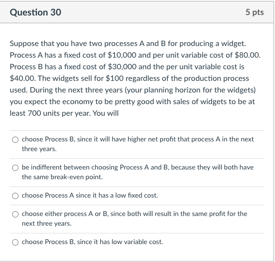 Question 29 2 pts Which of the following basic