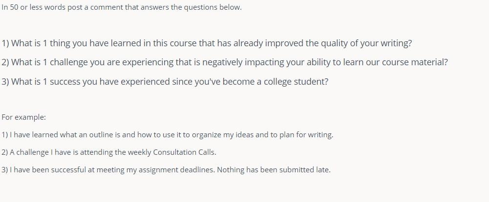 In 50 or less words post a comment that answers