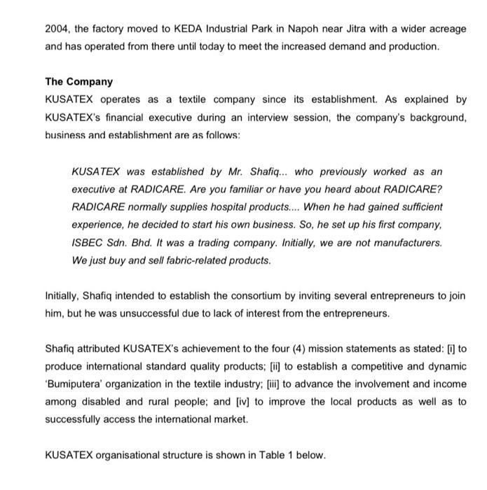 Questions: Why do you think KUSATEX implement