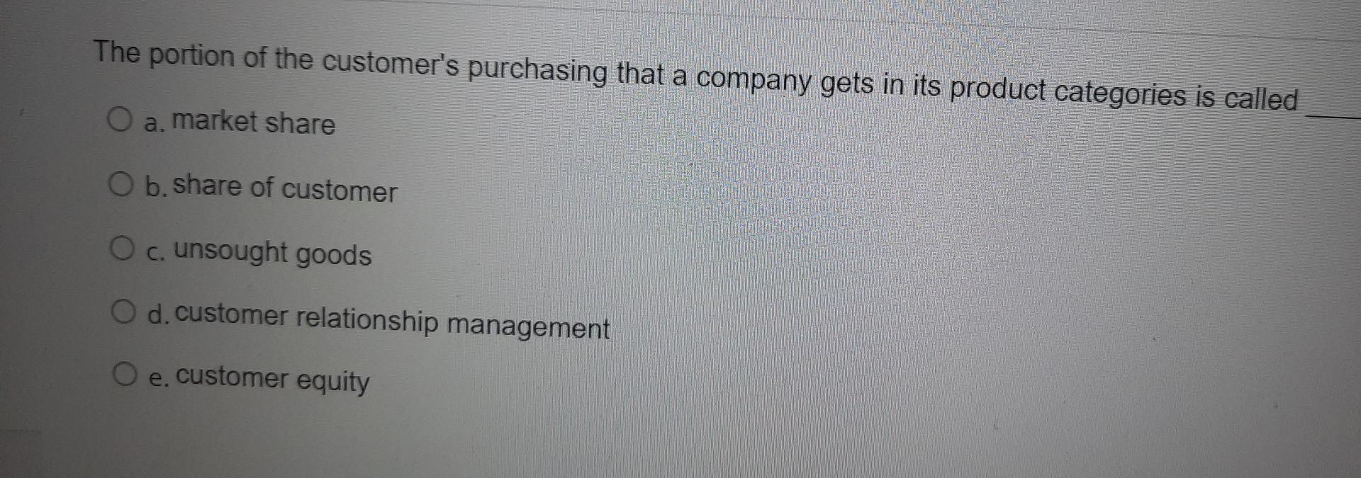 q3 The portion of the customer's purchasing that