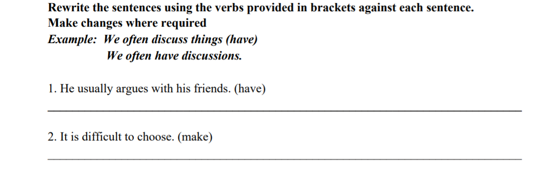 Grammar Question 1: (5 marks) / 5 Fill in the