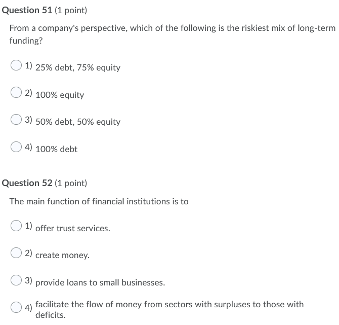 Question 51 (1 point) From a company's