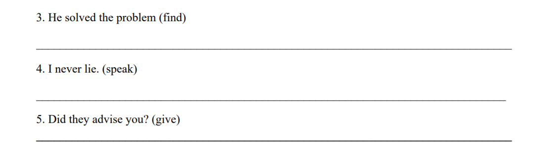 Grammar Question 1: (5 marks) / 5 Fill in the