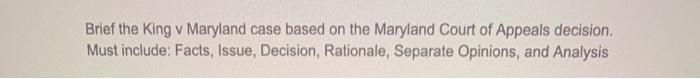 This is a Legal Business Question Brief the King