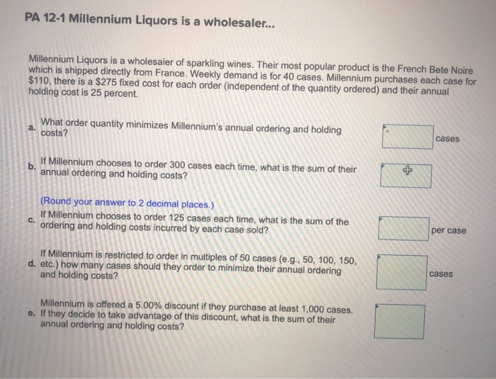 PA 12-1 Millennium Liquors is a wholesaler...