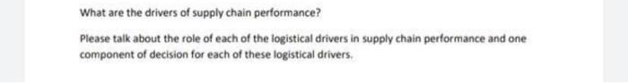 What are the drivers of supply chain performance?