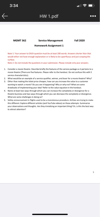 Question 5 please! 3:34 HW 1.pdf MGMT 362 Fall